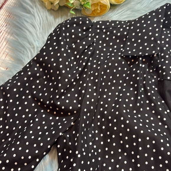 L’Academie The Elaine Black White Polka Dot Long Sleeve Wrap Top sz S - Picture 3 of 9